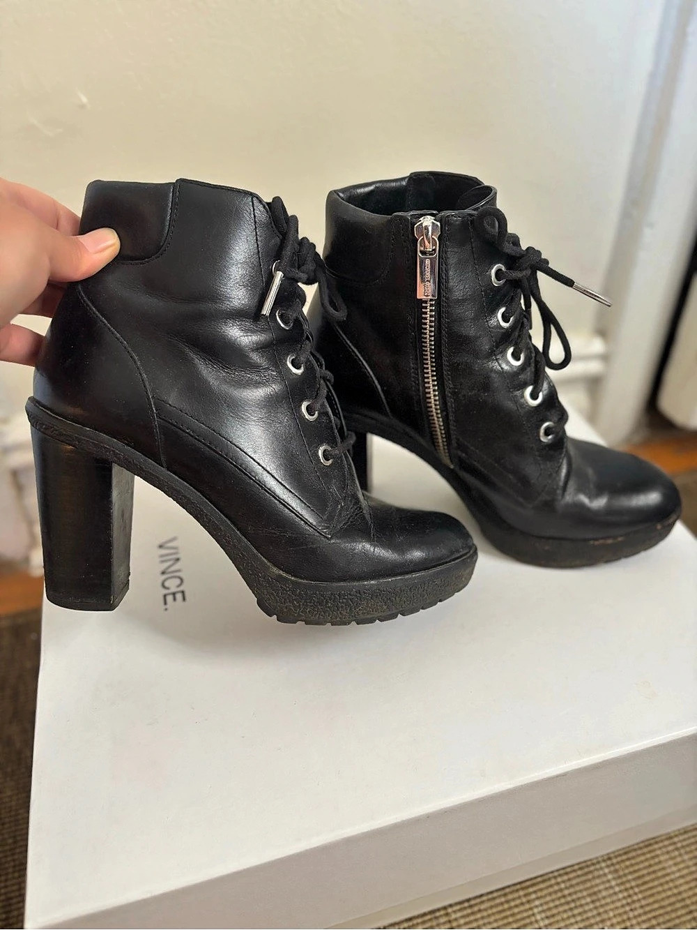 Michael Kors Black Kim Lace-Up Heeled Ankle Boots